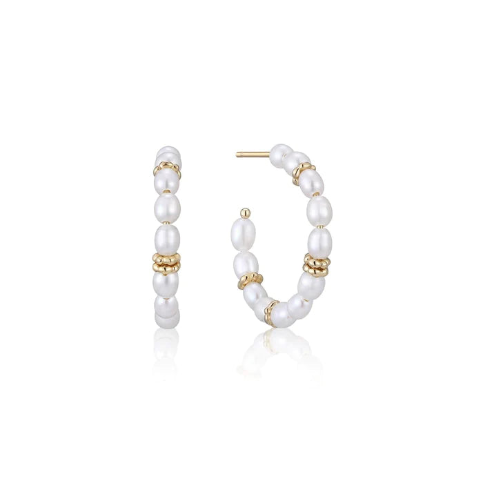 Pearl Beaded Huggie Hoops