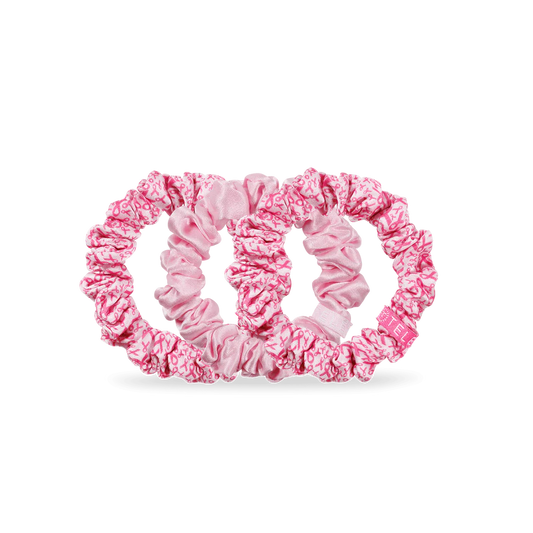 Teleties Pink Ribbon Power Small Silk Scrunchies