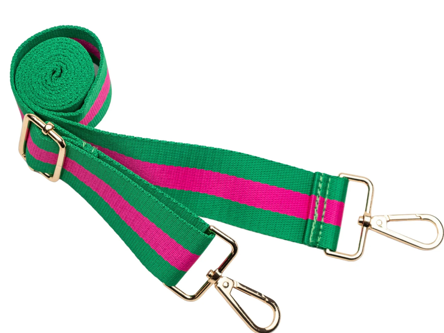 Green & Hot Pink Bag Strap with Gold Hardware