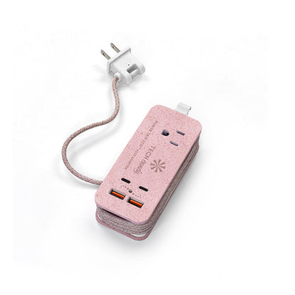 Pink Power Trip Eco Outlet/USB/USB-C Fast-Charging Electronics Charging Station