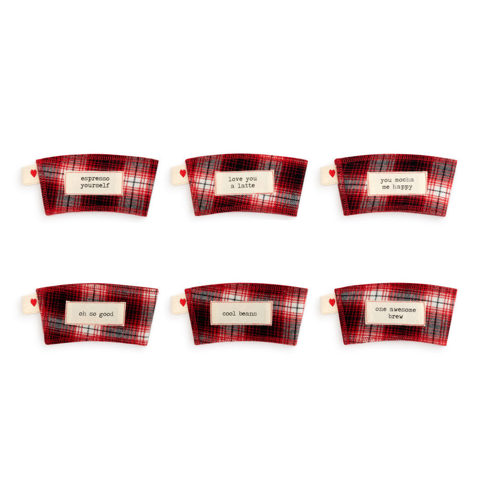 Warm Heart Plaid Coffee Cozies