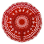 Round red dolomite server with white Nordic lace relief, four sections and a centre well