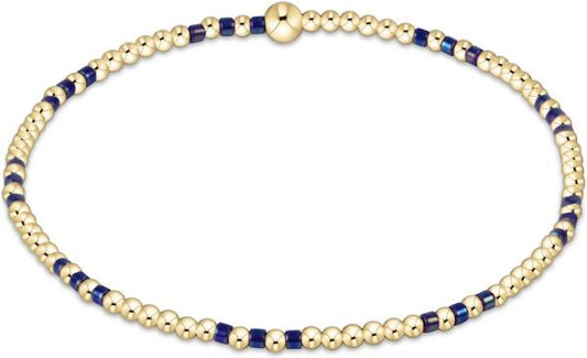 Hope Joy Pattern 2mm Bead  Bracelet - Blue Metallic