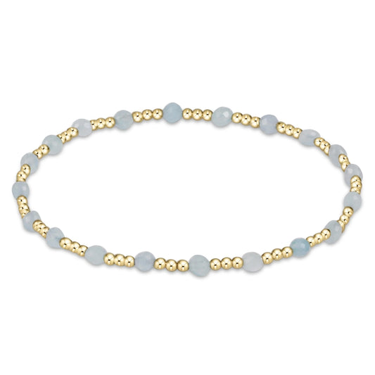 Gemstone Gold Sincerity Pattern 3mm Bead Bracelet - Aquamarine