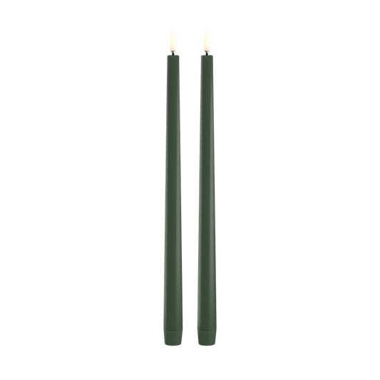 LED Slim Taper Candle, Olive Green, Smooth, 2-pack, 0.9 x 12.6"