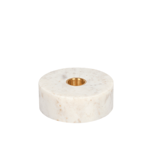 Marble Base Candleholder, White, 3.9 x 1.4"