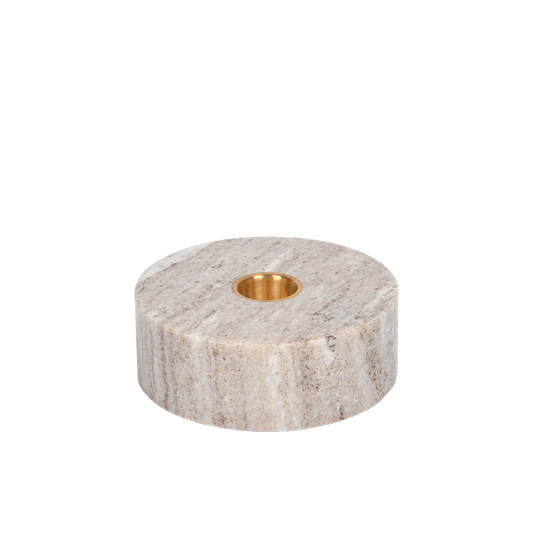 Marble Base Candleholder, Desert Beige, 3.9 x 1.4"