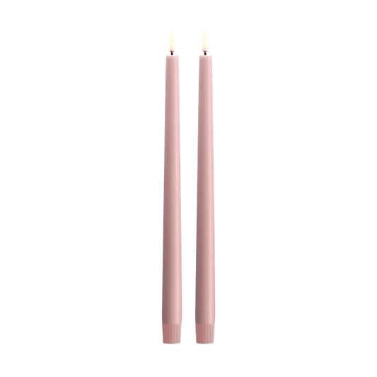 LED Slim Taper Candle, Rose Powder, Smooth, 2-pack, 0.9 x 12.6"