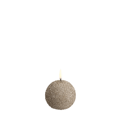 Uyuni LED Round Candle, Champagne Glitter