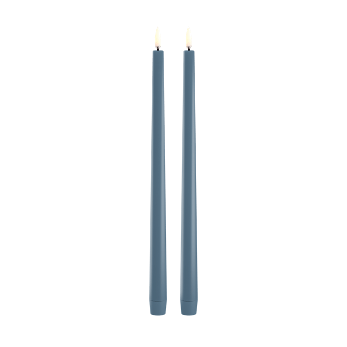 LED Slim Taper Candle, Hazy Blue, Smooth, 2-pack, 0.9 x 12.6"