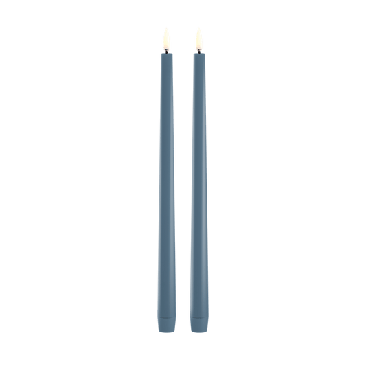 LED Slim Taper Candle, Hazy Blue, Smooth, 2-pack, 0.9 x 12.6"