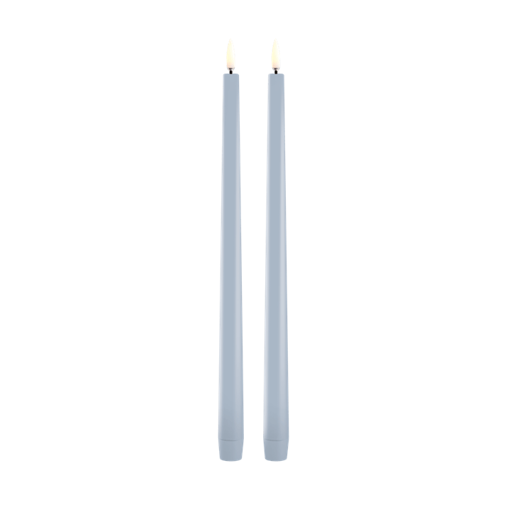 LED Slim Taper Candle, Sky Blue, Smooth, 2-pack, 0.9 x 12.6"