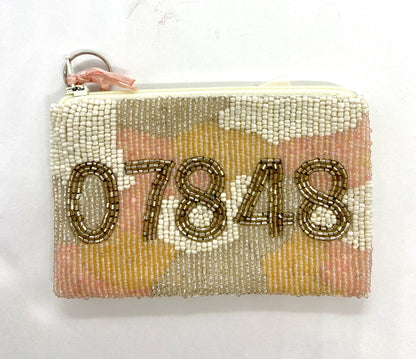 Custom Zip Code Beaded Coin Purse