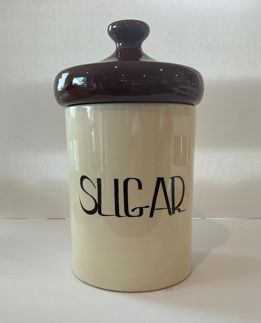 Vintage MCM Brown Mushroom Top Ceramic Sugar Canister by Holiday Design