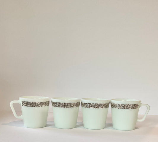 Vintage Pyrex Set of 4 Large Coffee/Tea Mugs, Woodland