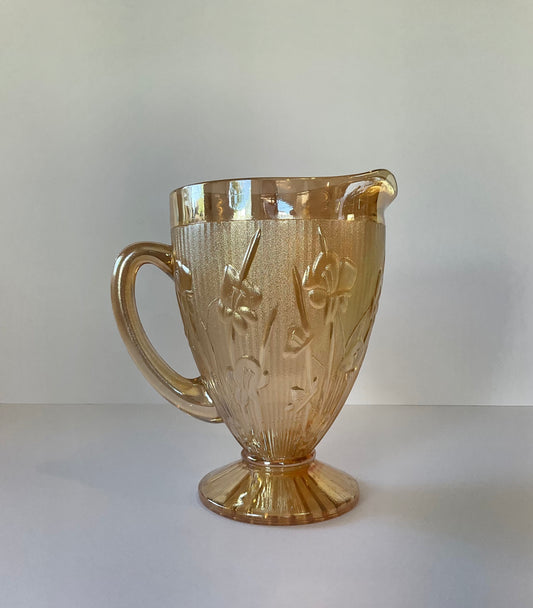 Vintage Marigold Iridescent Carnival Iris Pitcher