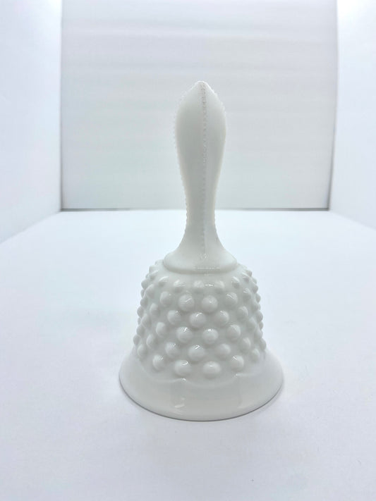 Vintage Fenton Hobnail White Hand Bell 6"