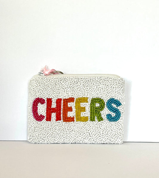 Handmade Beaded Coin Purse CHEERS