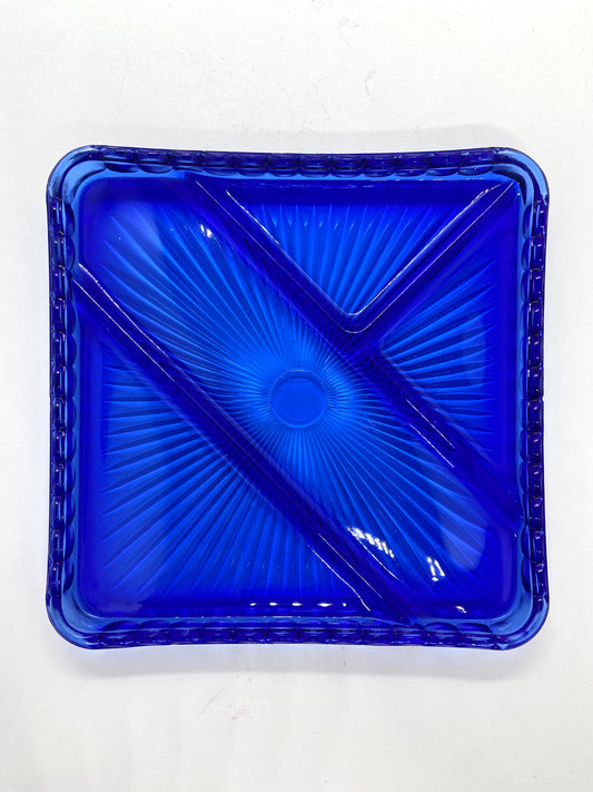 Cobalt Blue Mid-Century Divided Dish