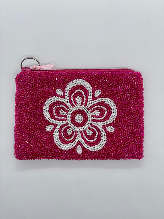 Neon Pink Flower Coin Purse