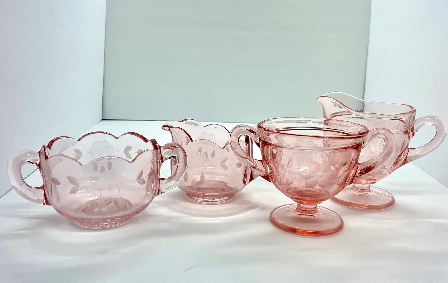 Pink Depression Jeanette Glass Set of 4 pcs