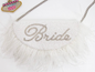 Custom Bride Beaded Clutch W/ Feathers & Strap