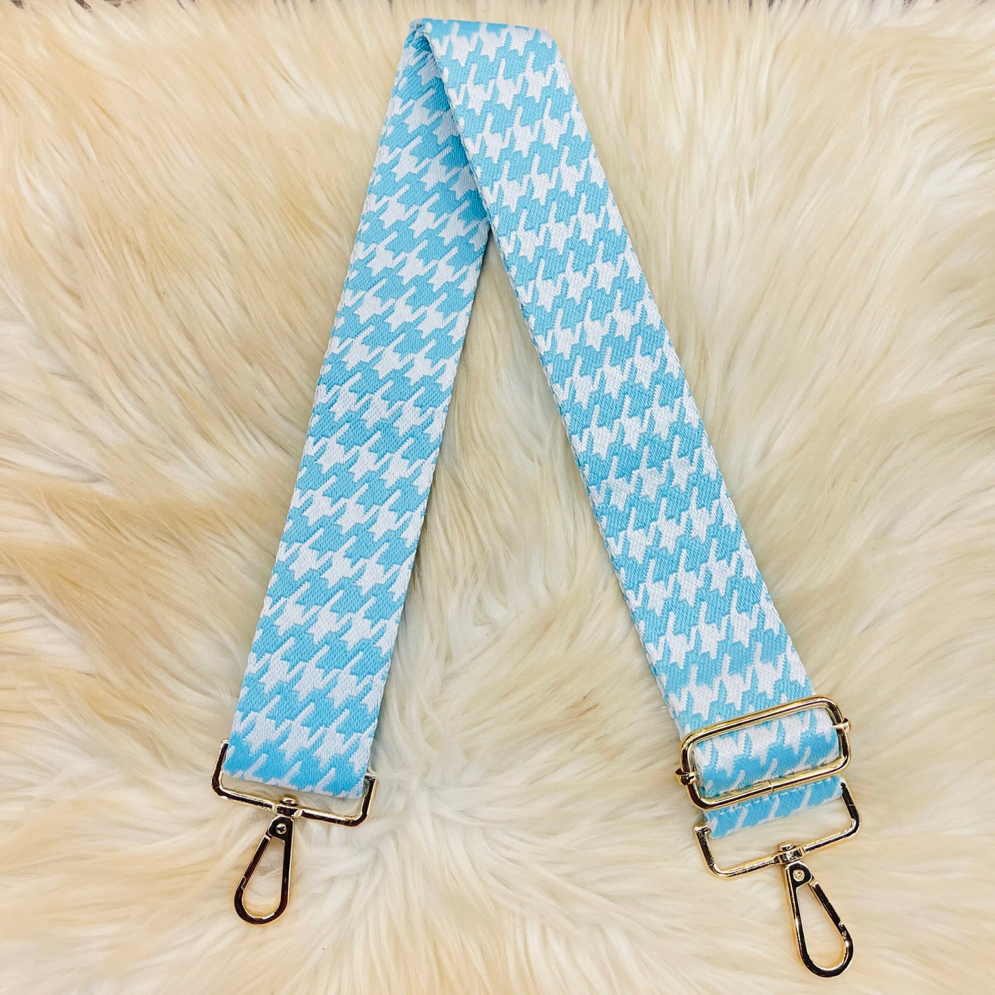 Houndstooth Bag Strap, Gold Hardware