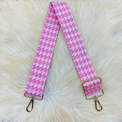 Houndstooth Bag Strap, Gold Hardware