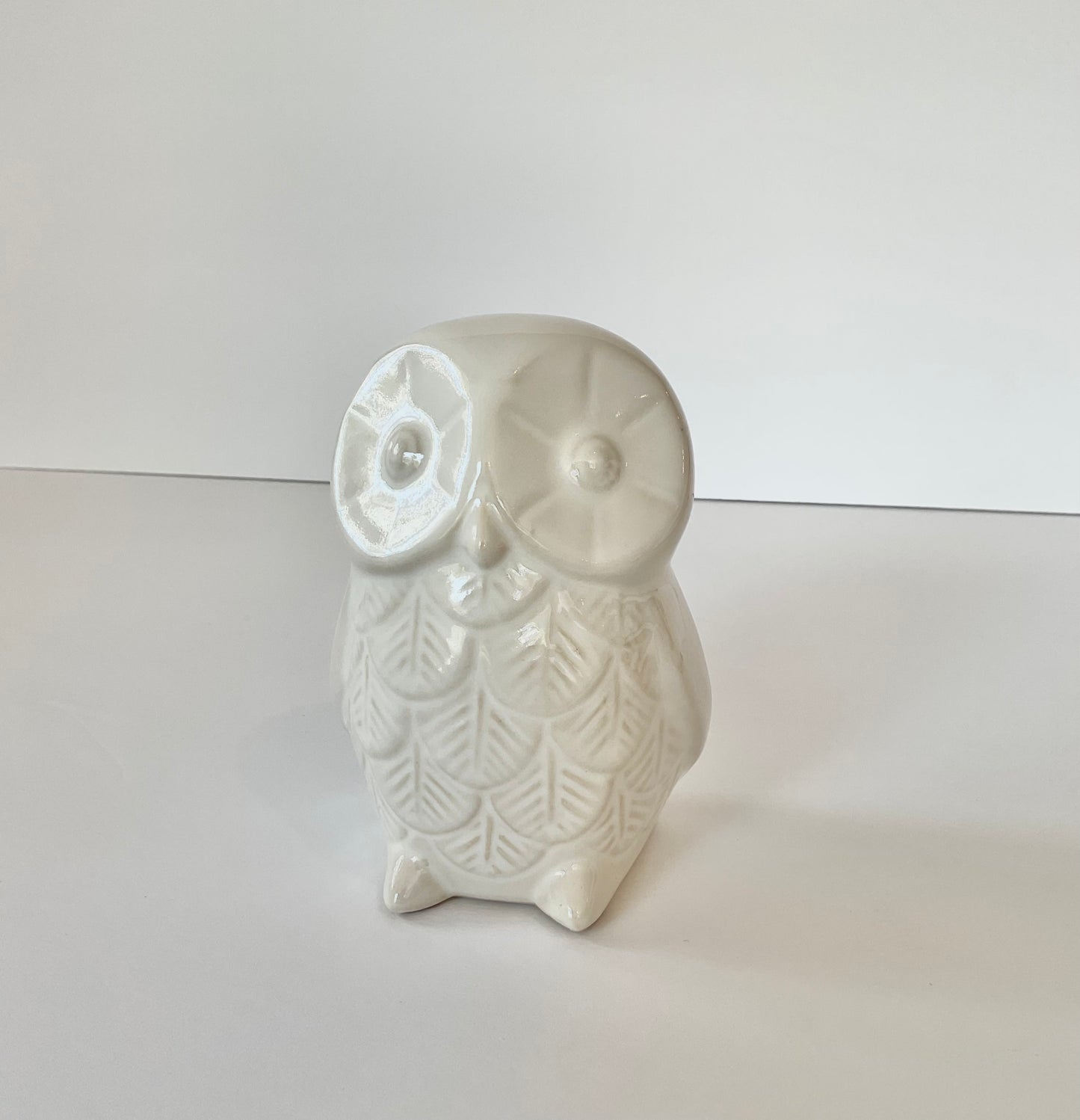 Vintage Ceramic White Glazed Owl