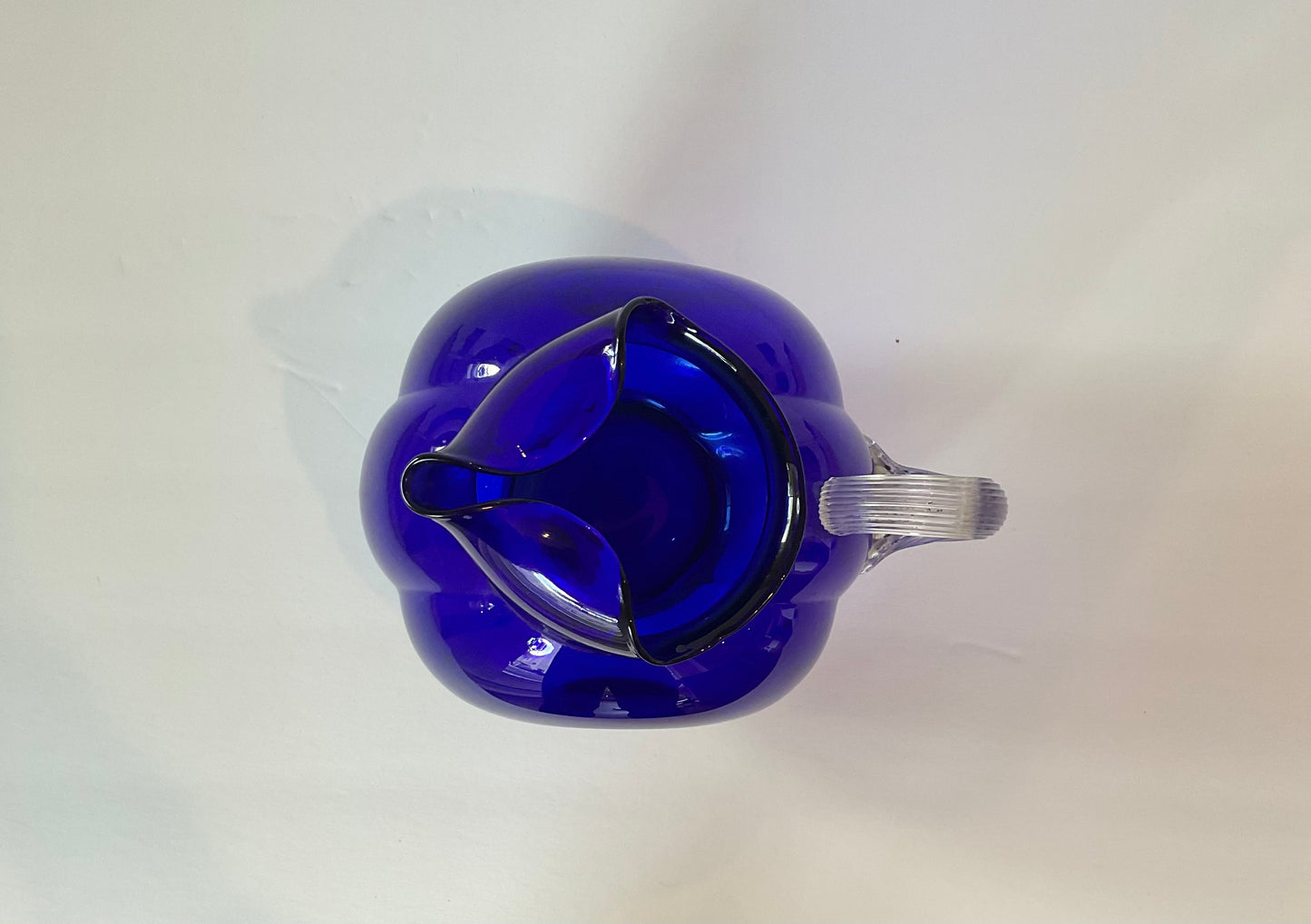 Vintage Cobalt Blue Glass Ball Pitcher