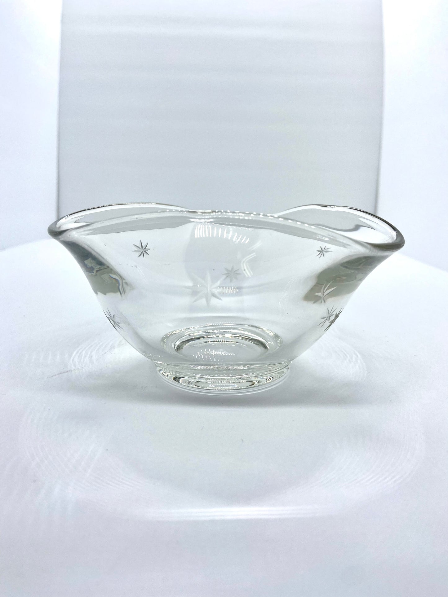 Vintage Clear Glass dip/candy dish with Etched Stars