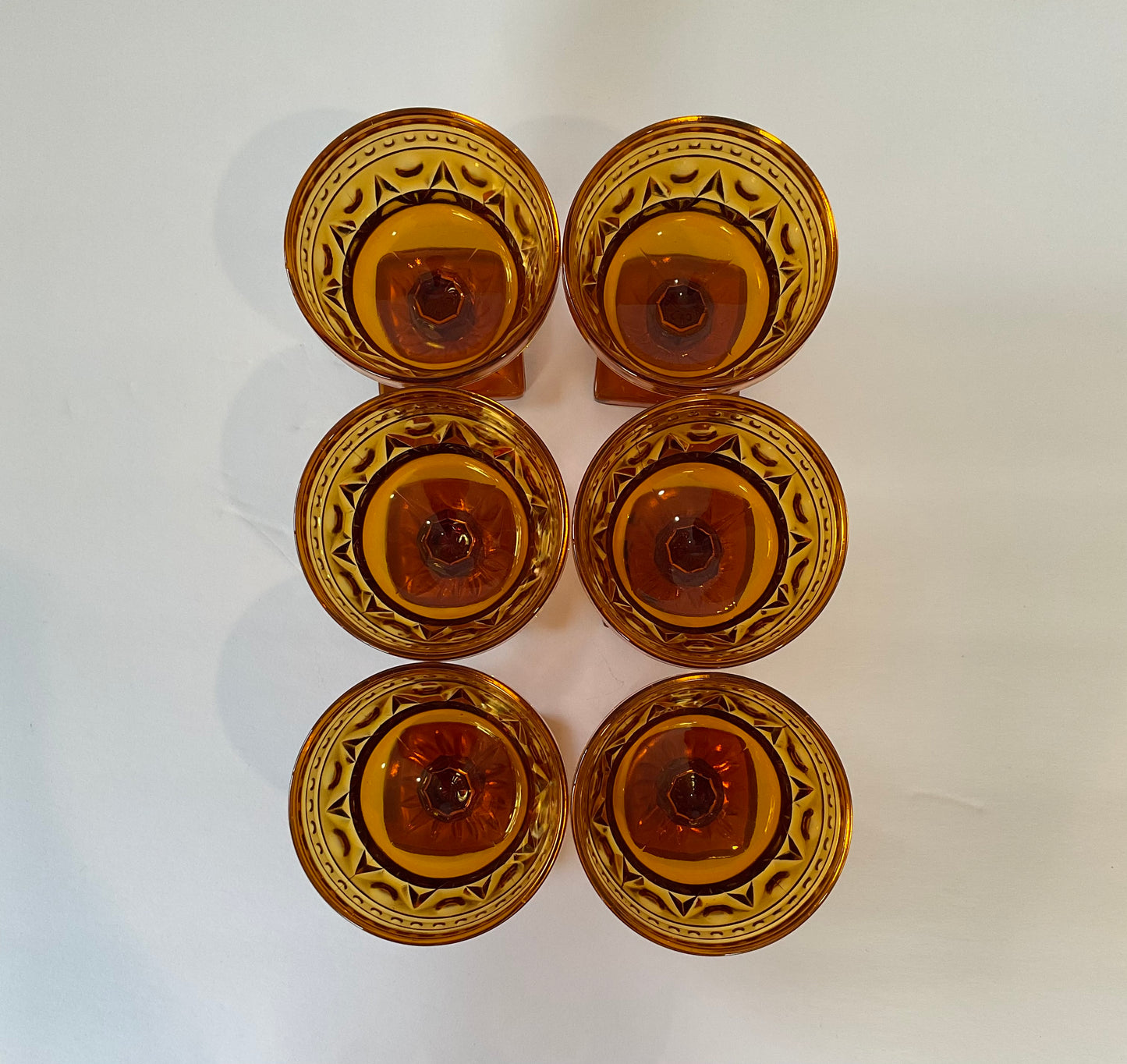 Set of 6 Vintage Indiana Amber Glass Colony Park Lane Dessert Cups