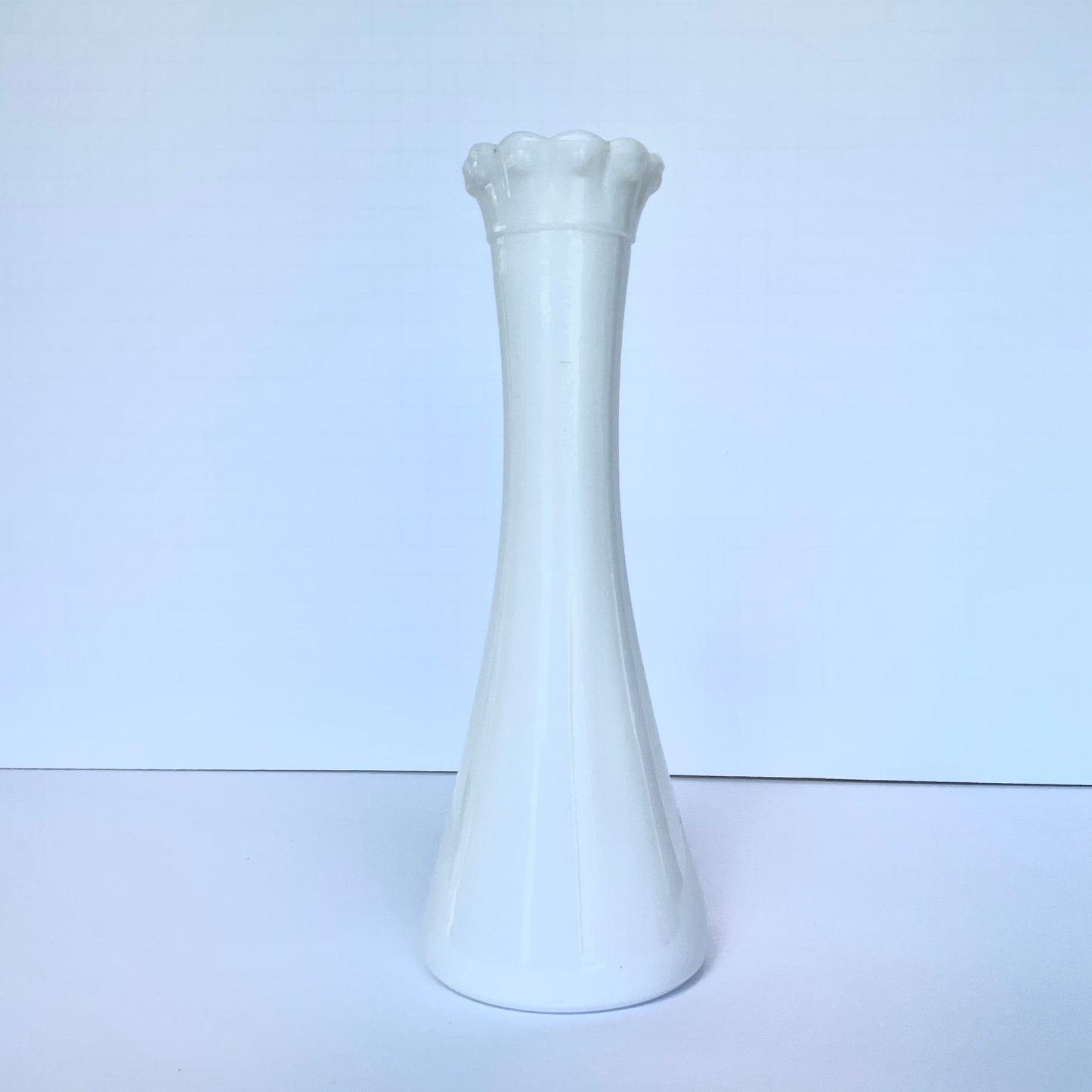 Notched Top Bud Vase Milk Glass