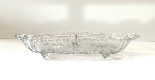 Vintage Cambridge Glass Rose Point Etched 3 part Divided Relish Dish