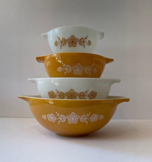 Vintage Pyrex Butterfly Gold Cinderella Nesting Mixing Bowls