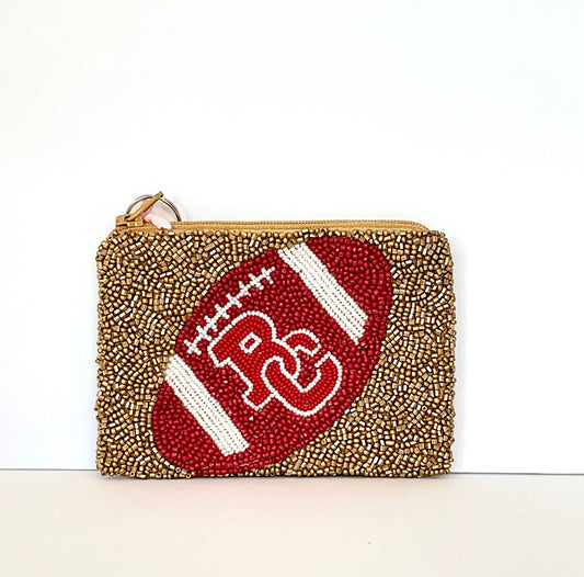 Custom Handmade Beaded Coin Purse GO BERGEN WITH FOOTBALL