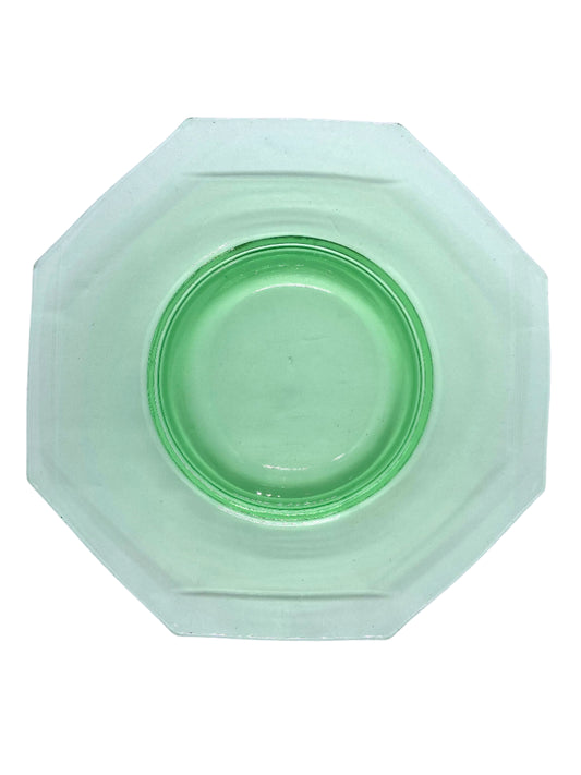 Vintage Octagon Green Luncheon Plates, Art Deco, Set of 8