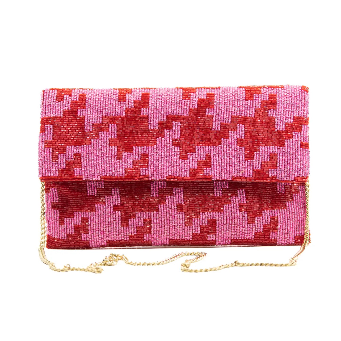 Houndstooth Half Flop Clutch