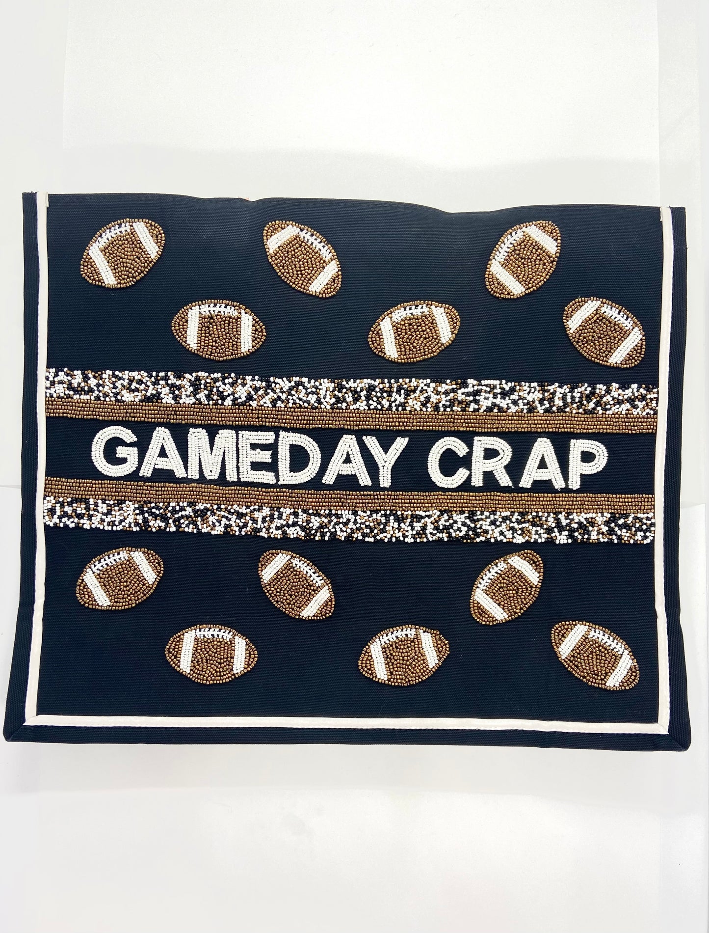 Black W/ Footballs Gameday Crap Tote Bag