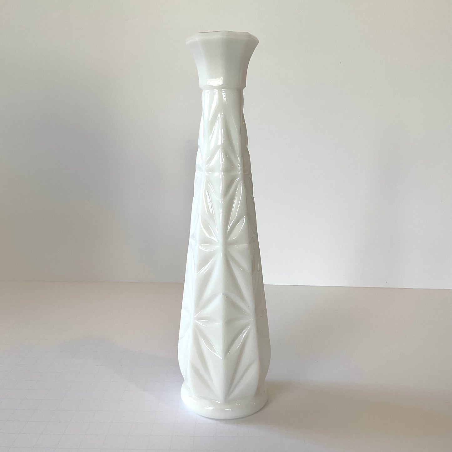 Vintage Milk Glass Star Bud Vase with Round Bottom