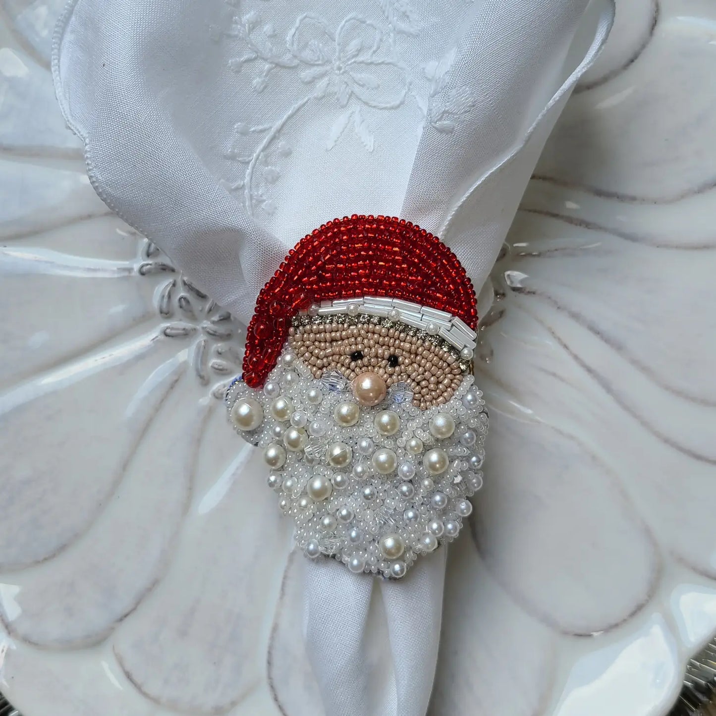 Christmas Beaded Napkin Holder/ Rings