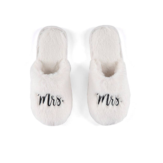 "MRS" Slippers, Ivory