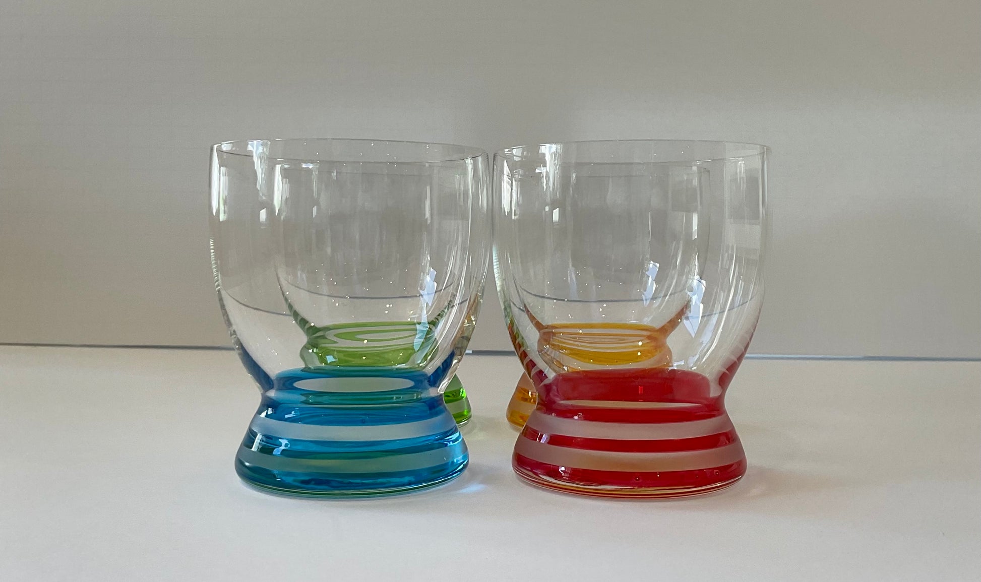 Set of 4 Vintage Striped Drinking Glasses Made in Slovakia – The