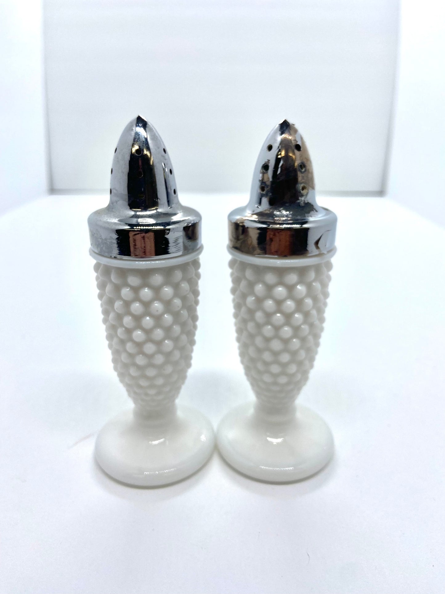 Vintage Hobnail Milk Glass Salt & Pepper Shakers