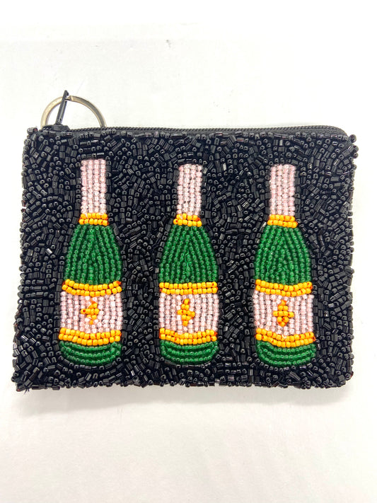 Custom Handmade Beaded Champagne Coin Purse