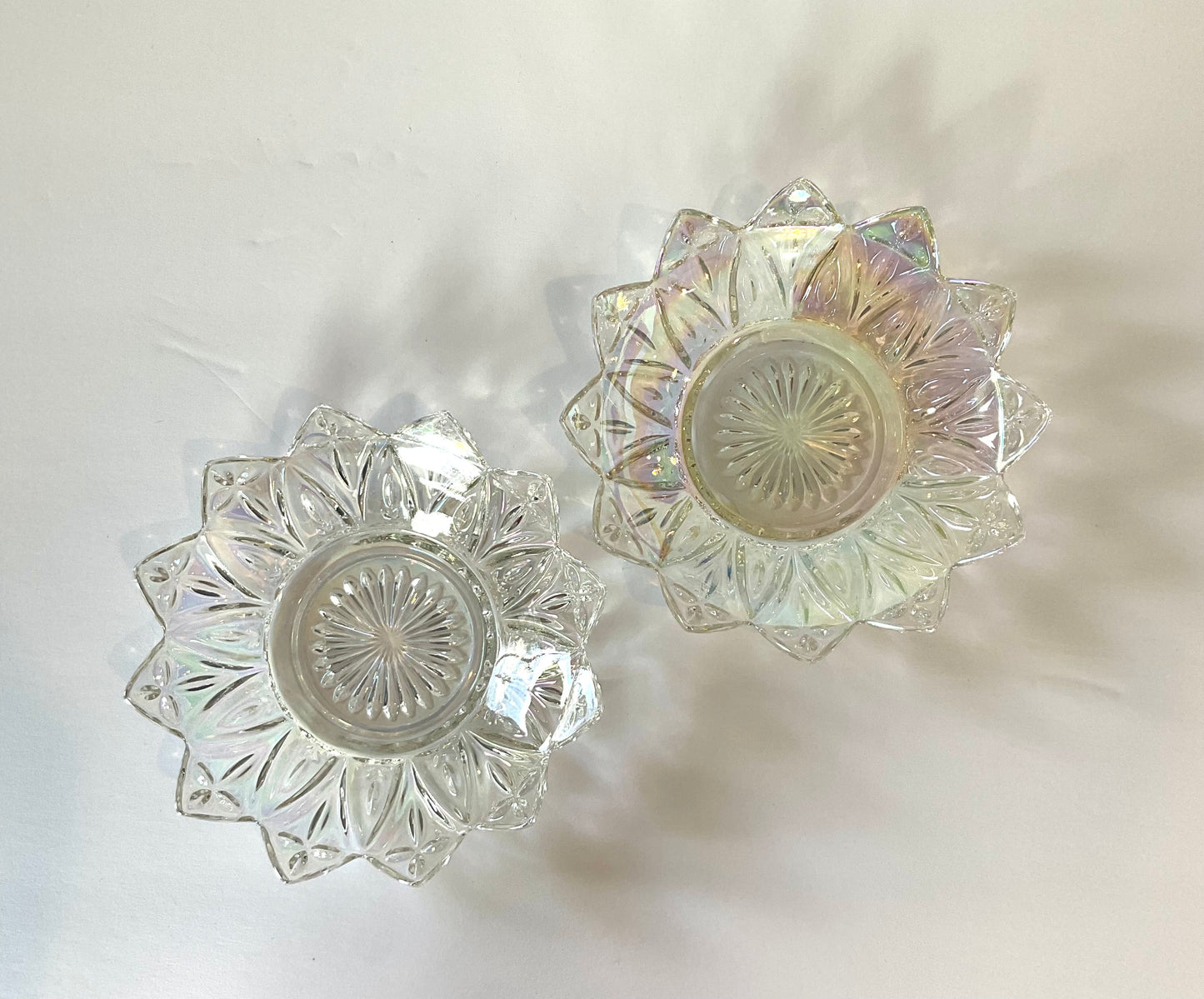Set of 2 Vintage Iridescent Carnival Glass Nut/Candy Dishes