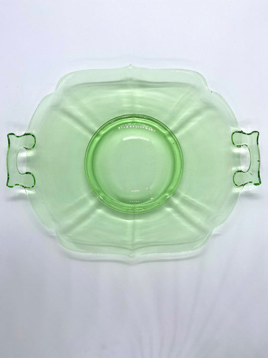 Vintage Lela Bird Green Uranium Glass