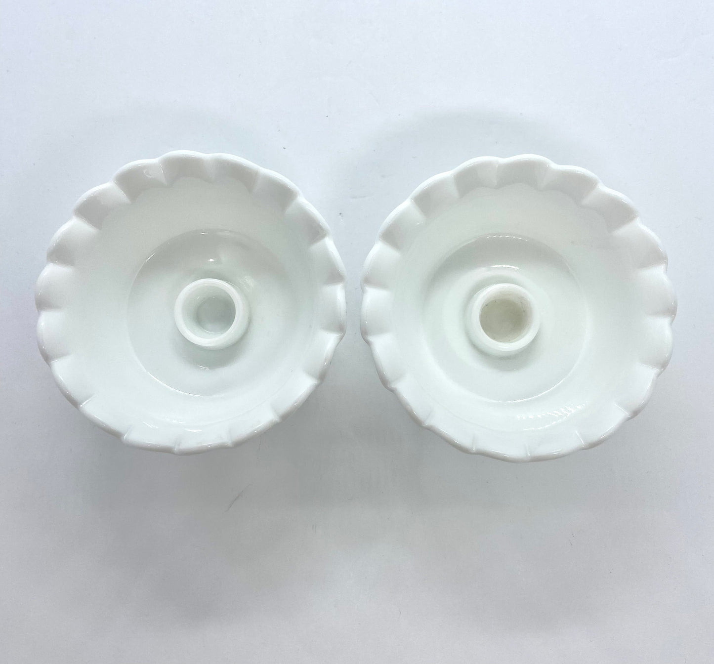 Vintage Hobnail Milk Glass Candle Holders, Set of 2