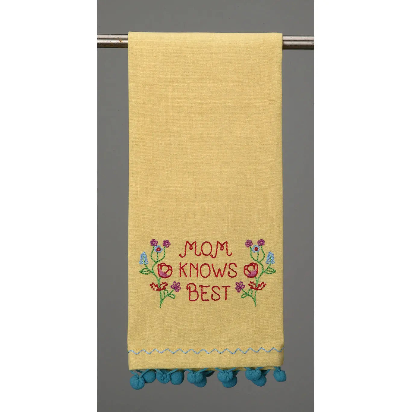 Mom Knows Best Embroidered Kitchen Towel