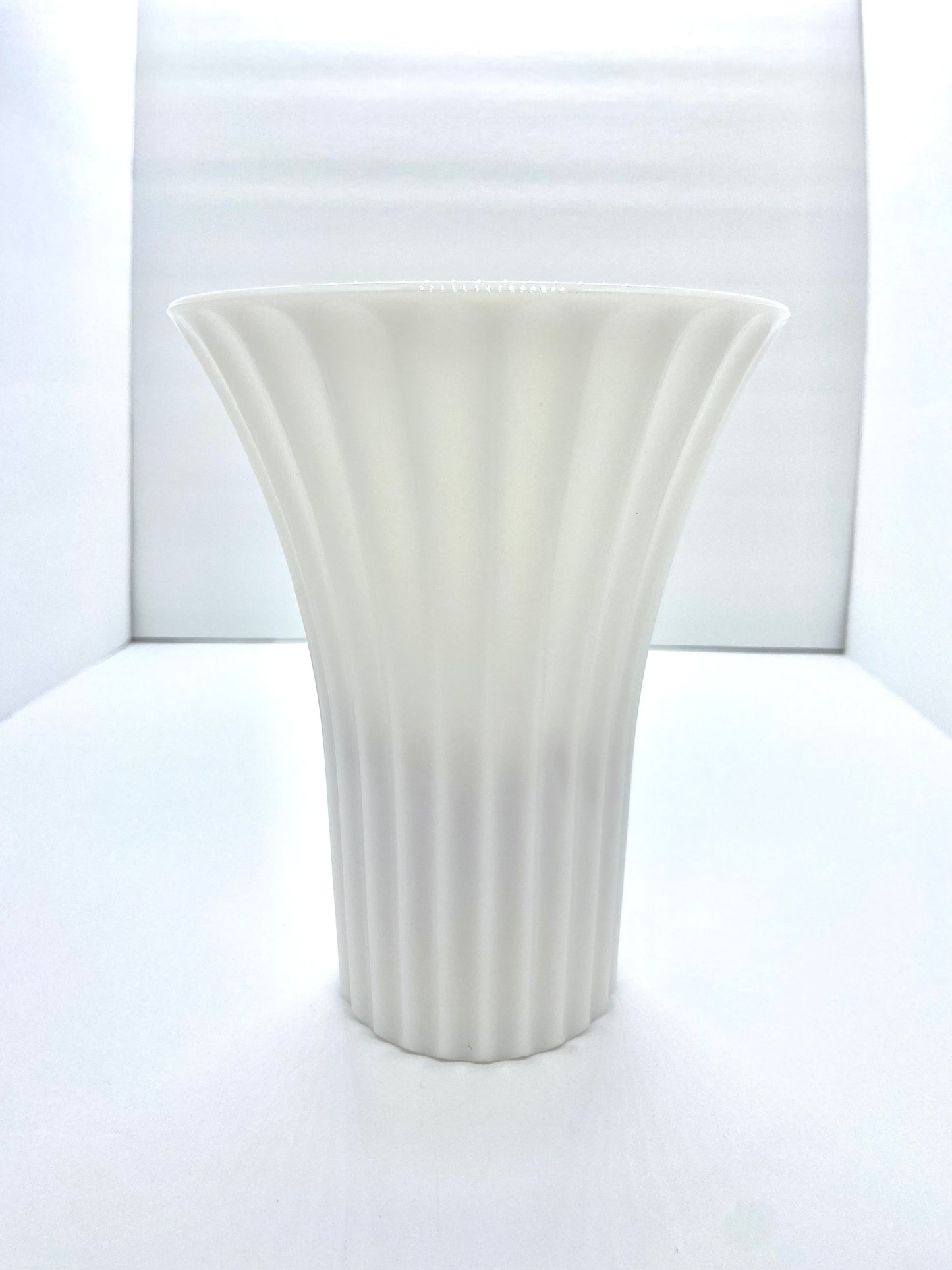 Vintage Milk Glass Ribbed Flared Vase